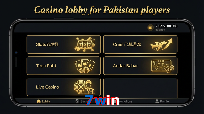 Lobby view of 7Win for Pakistan users